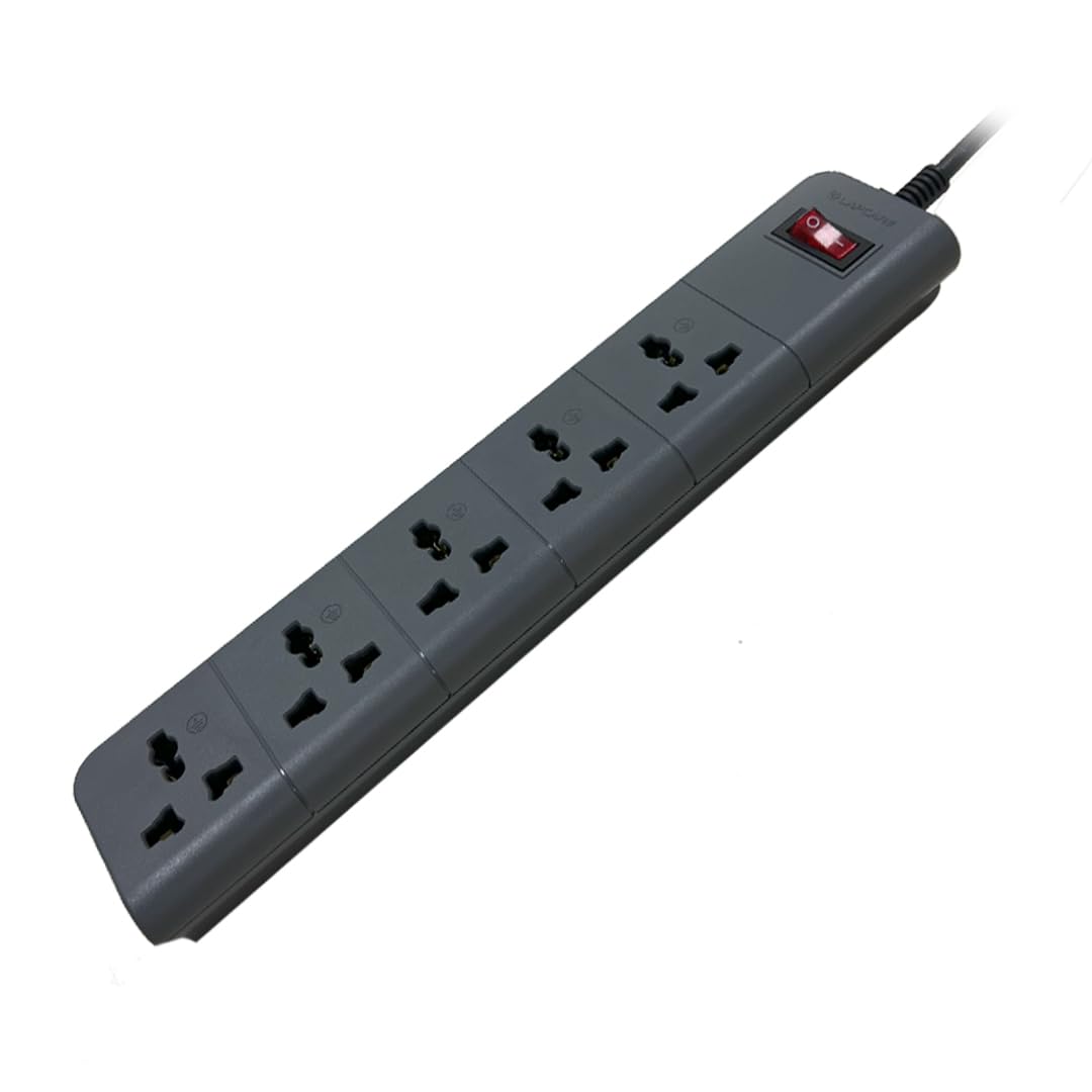 LAPCARE SURGEE 5 Multiplug Extension Cord Power Strip Surge Protection Board | 5 Power Socket |3M Cord (Black)