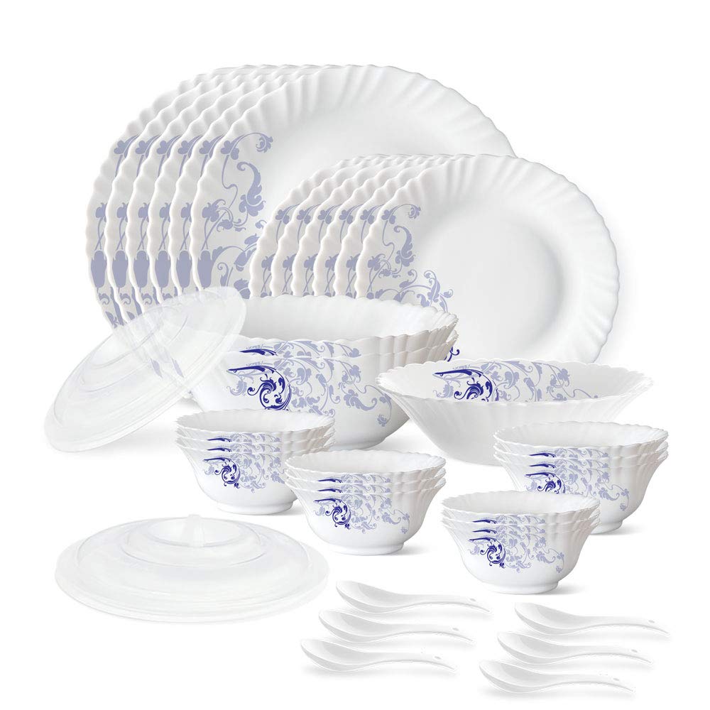 Larah by Borosil 35 Pieces Blue Eve Opalware Dinner Set [Rs. 300 Coupon]