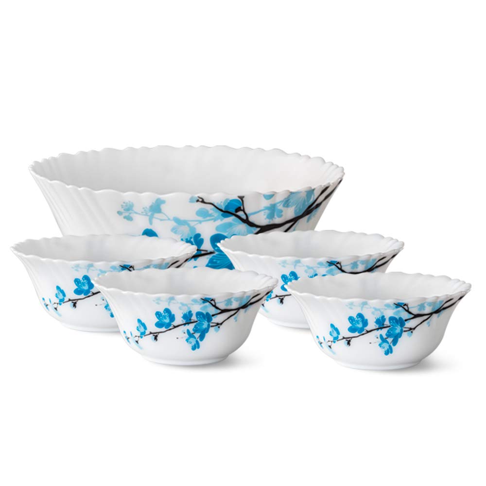 Larah by Borosil Mimosa Fluted Series Opalware 5 Pcs Pudding Set