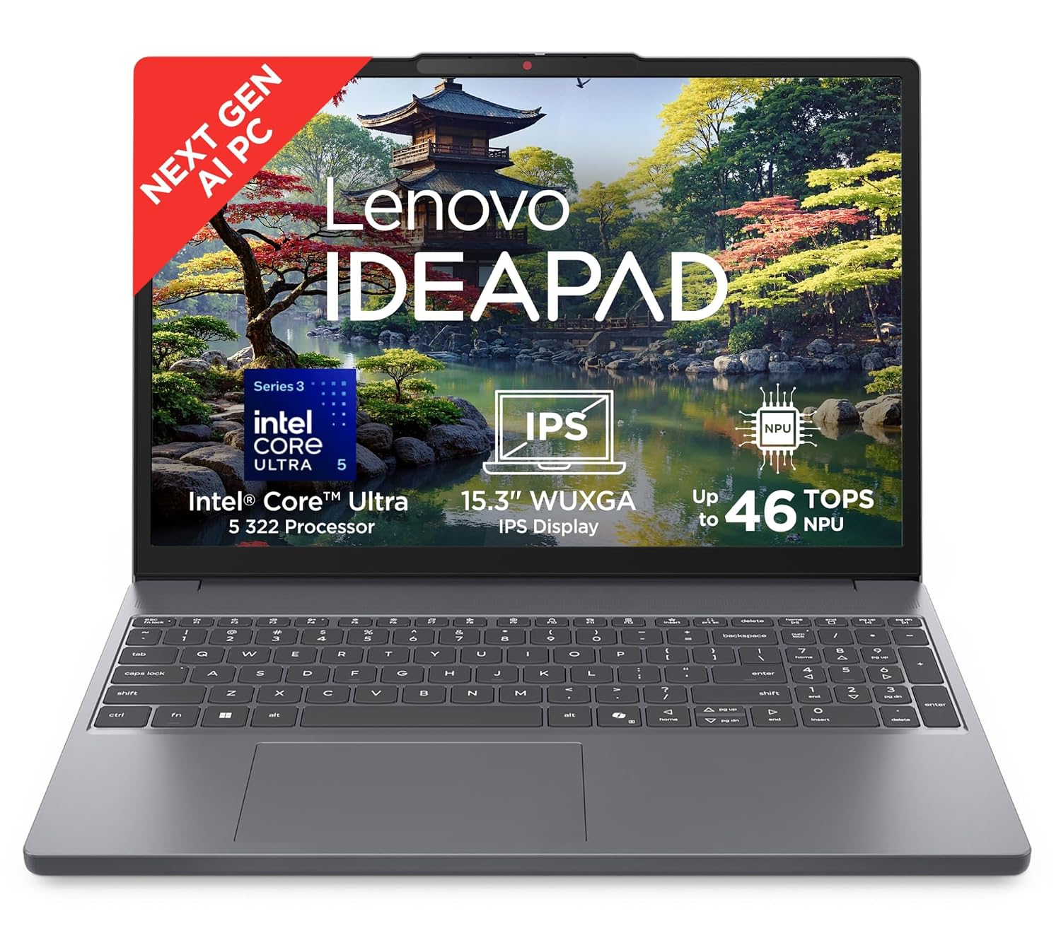 Lenovo IdeaPad Slim 3, Intel Core Ultra 5 322, Next-Gen AI PC, 16GB RAM, 512GB SSD, Windows 11 Laptop