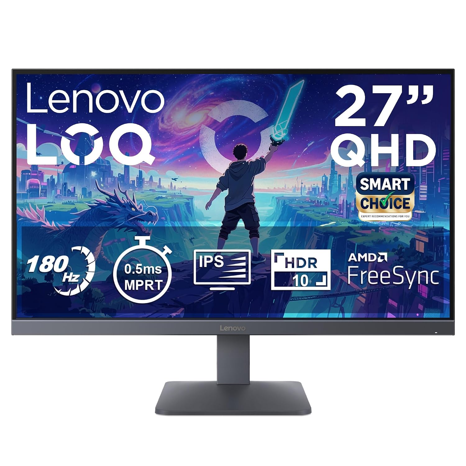 Lenovo LOQ 27Q-10 (Smartchoice) | 27" (68.5cm) QHD (2560x1440) IPS 180Hz Gaming Monitor