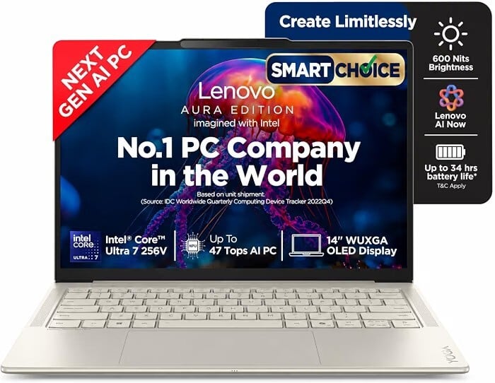 Lenovo Yoga Slim 7 Smartchoice Aura Edition Intel Evo Core Ultra 7 256V (16GB RAM/512GB SSD/14 AI Laptop