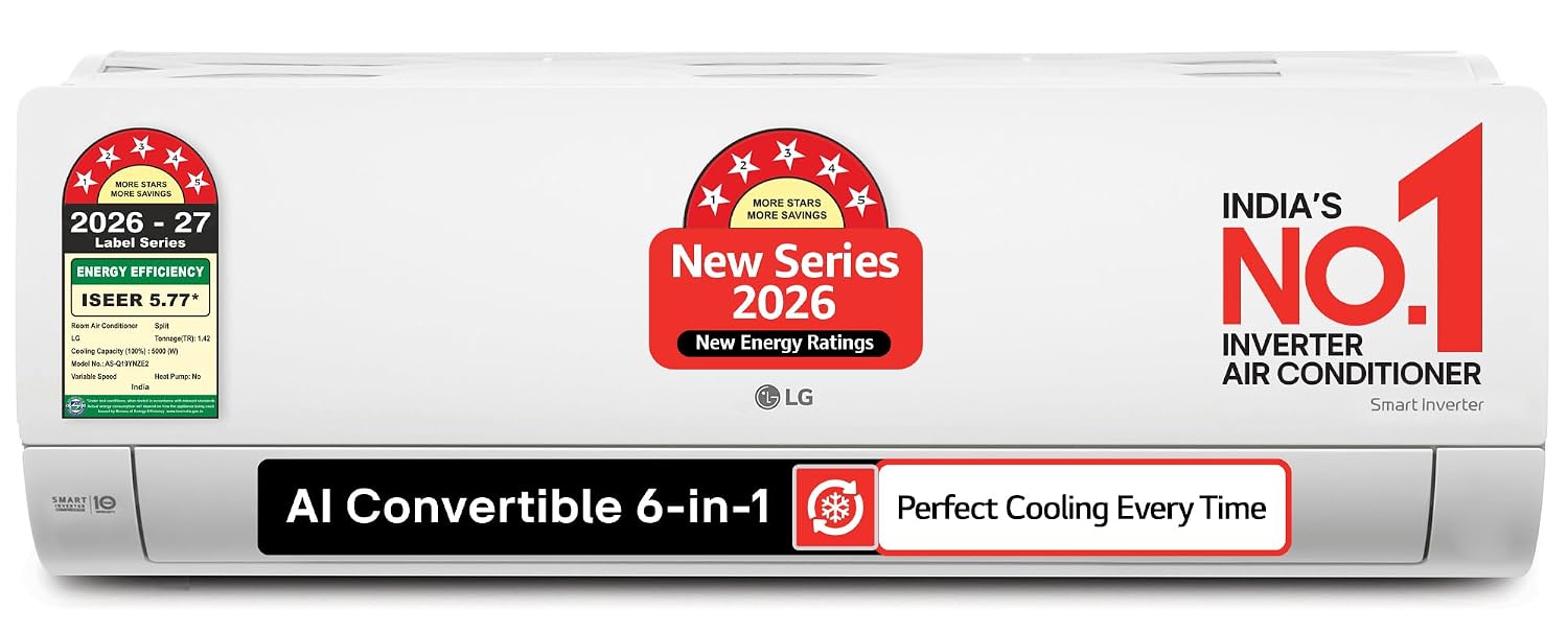 LG 1.42 Ton 5 Star, 5000 W Cooling Capacity, Smart Inverter Split AC