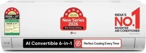 LG 2026 Model 1.42 Ton 5 Star Split Smart Inverter Faster Cooling and Energy Plus AC (AS-Q19YNZE2, White)