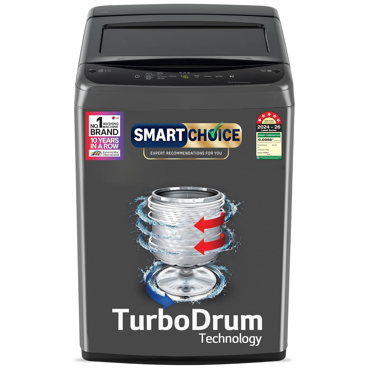 LG 7 Kg 5 Star Smart Inverter Technology Fully Automatic Top Load Washing Machine (T70VBMB1Z, Auto Prewash, Turbodrum, S