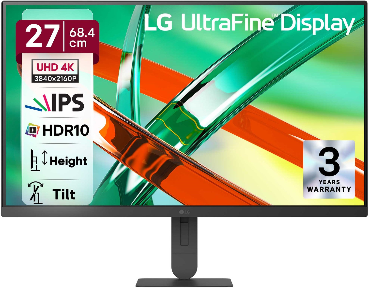 LG UltraFine 68.0 cm (27 inch) 4K Ultra HD LED Backlit IPS Panel with HDR10, DCI-P3 90%, 3-Side Virtually Borderless, DP
