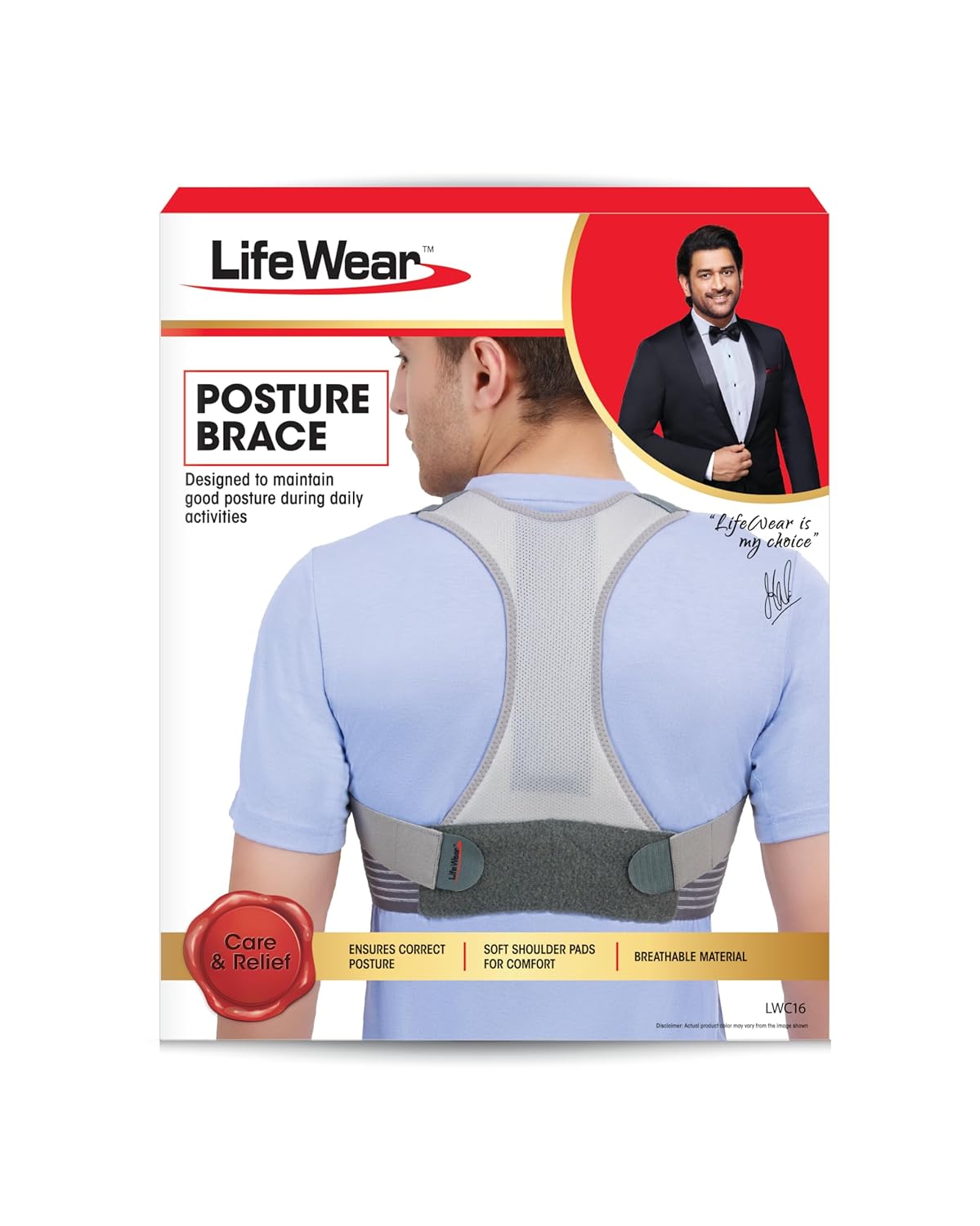 Life Wear Posture Brace, Shoulder and Back Support Belt, Posture Corrector, Relieves Back Pain, Prevents Stooping, Breat