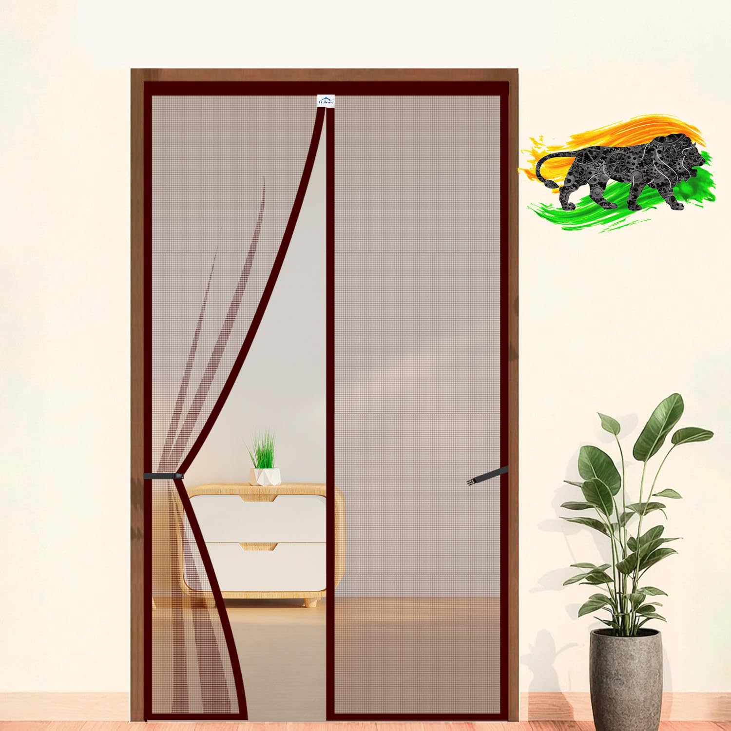 LifeKrafts Polyester Magnetic Mosquito Net for All Door Types & Sizes