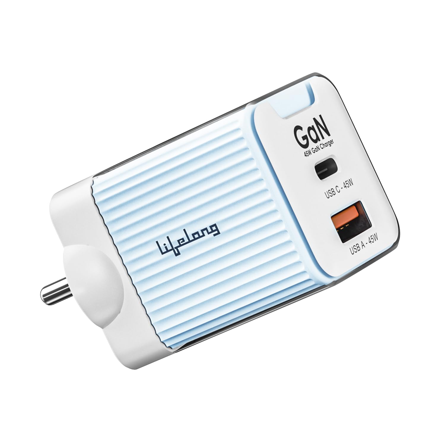 Lifelong Electronics 45W Super Fast GaN Charger PD Technology | 1 USB A + 1 Type C Port