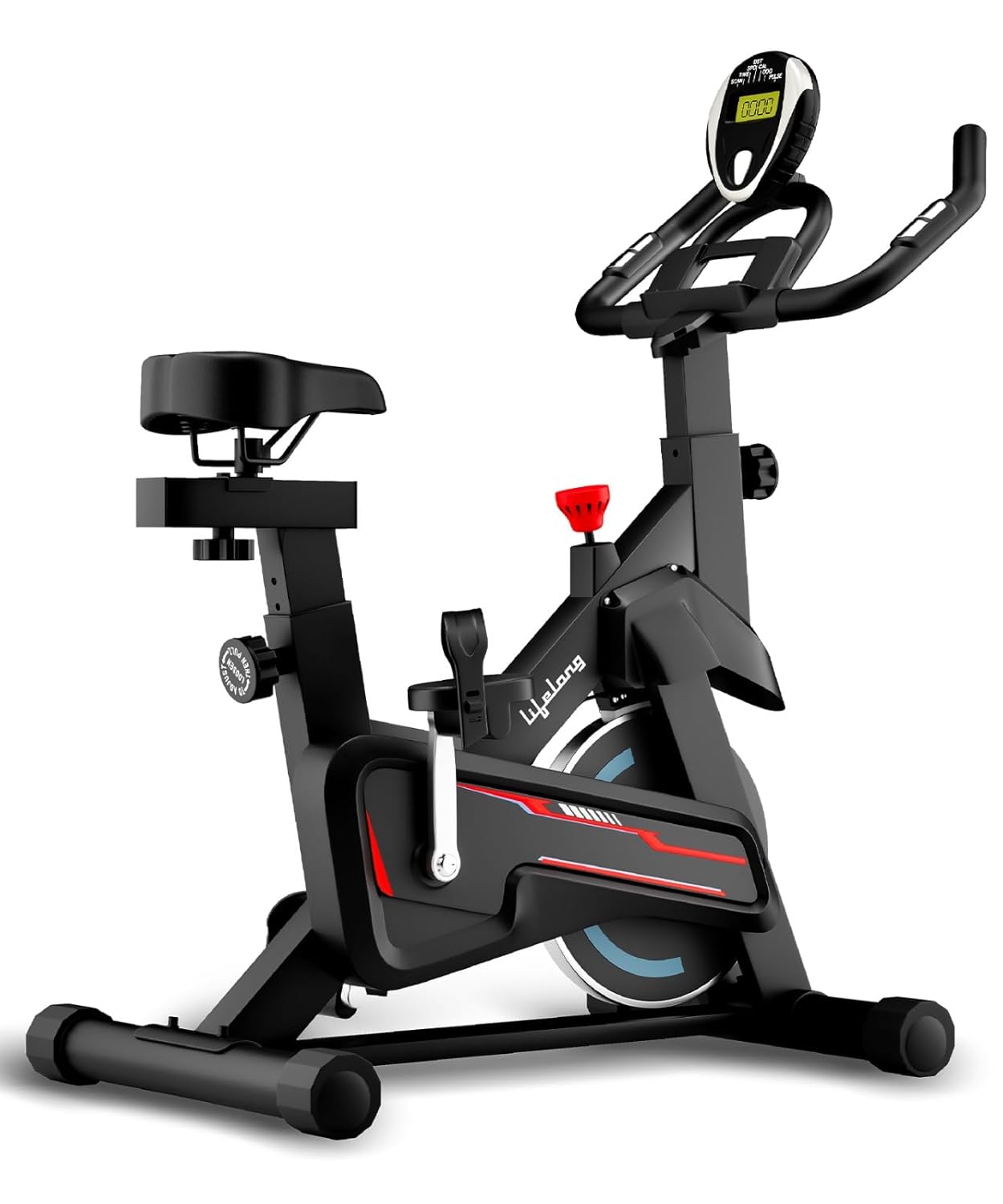 Lifelong Fit Pro Spin Fitness Bike for Home Cardio Workout with 7 KG Flywheel, Adjustable Resistance, LED Display, Cushi