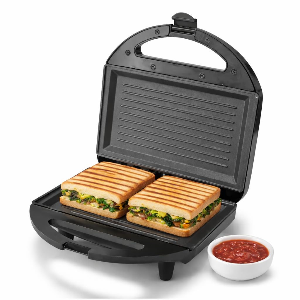 Lifelong LLSM120G Sandwich Griller, Classic Pro 750 W Sandwich Maker with 4 Slice Non-Stick Fixed Plates for Sandwiches