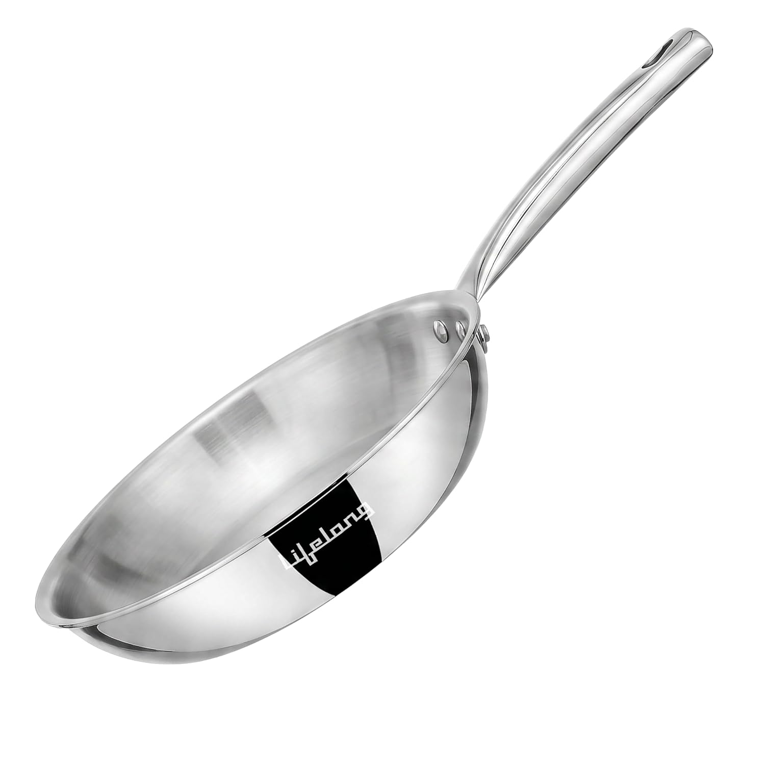 Lifelong Tri Ply Fry Pan - 22 cm Stainless Steel Frying Pan with 1.25 Litre Capacity - Induction & Gas Compatible Cookwa