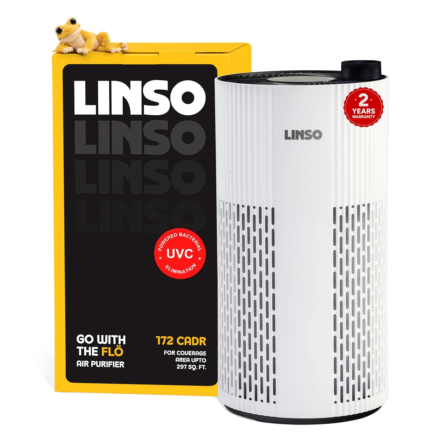 LINSO FLO India's 1st UVC Air Purifier For Bedroom 172 m³/h CADR, 297 Sq Ft2-year warranty | 99.99% UVC bacterial elimin