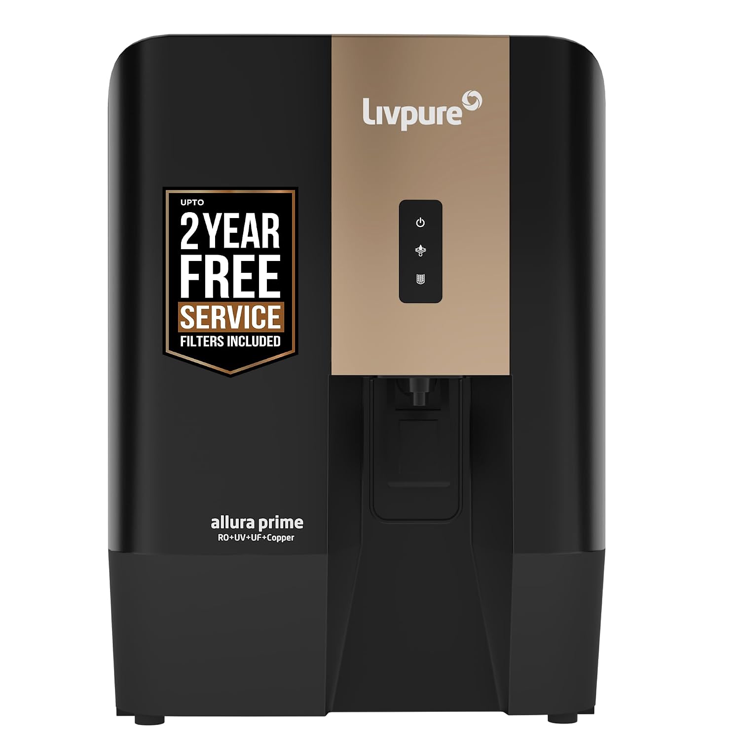 Livpure Allura Prime Water Purifier RO+UV+UF+Copper+Alkaline | Zero Cost for 2 Yrs - Filters Included | 10 Stage Advance