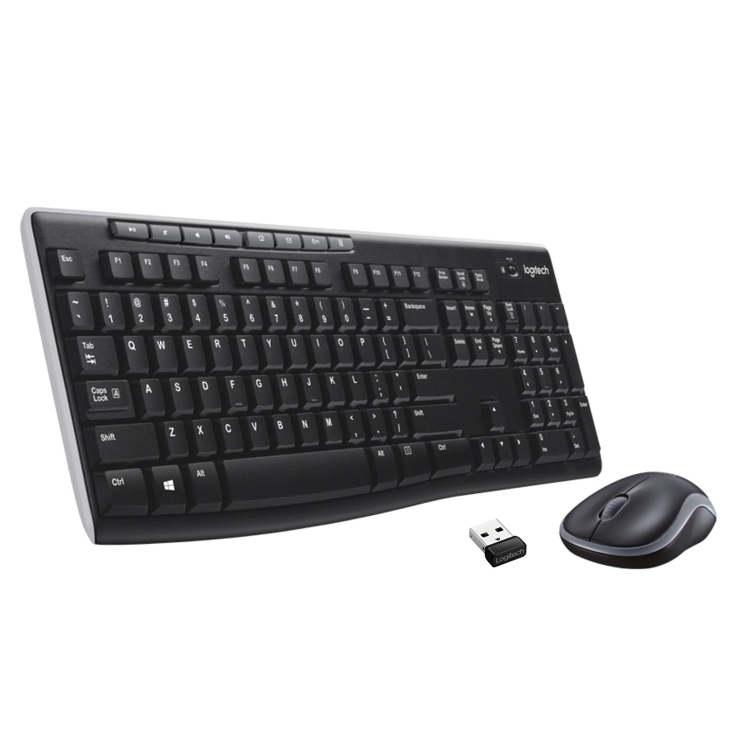 Logitech MK270r Wireless Keyboard and Mouse Combo for Windows, 2.4 GHz Wireless, Spill-Resistant Design, 8 Multimedia &