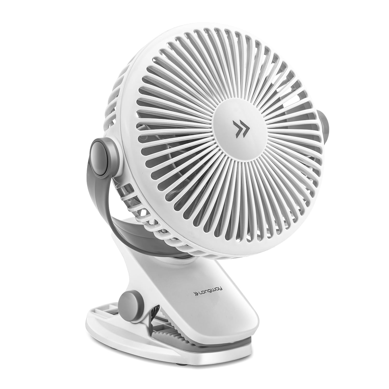 LONGWAY Clipzy Portable Rechargeable Clip Fan with 360° Rotation | 3 Speed Control | BLDC Motor | Type-C Charging | Sile