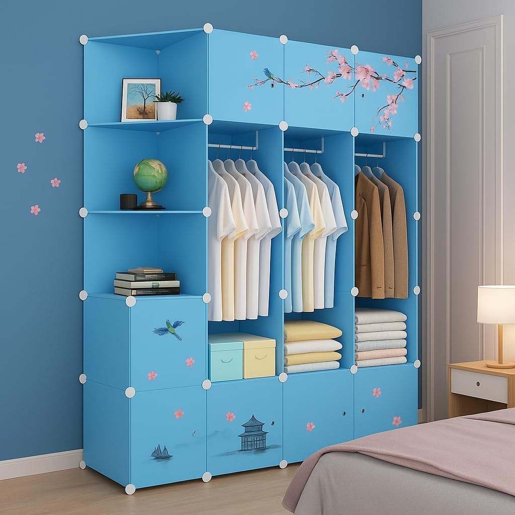 LUHI Plastic Wardrobe for Kids Clothes - Easy to Use Anti-Skid & Non-Slip Effective Professional, Plastic Cupboard for K
