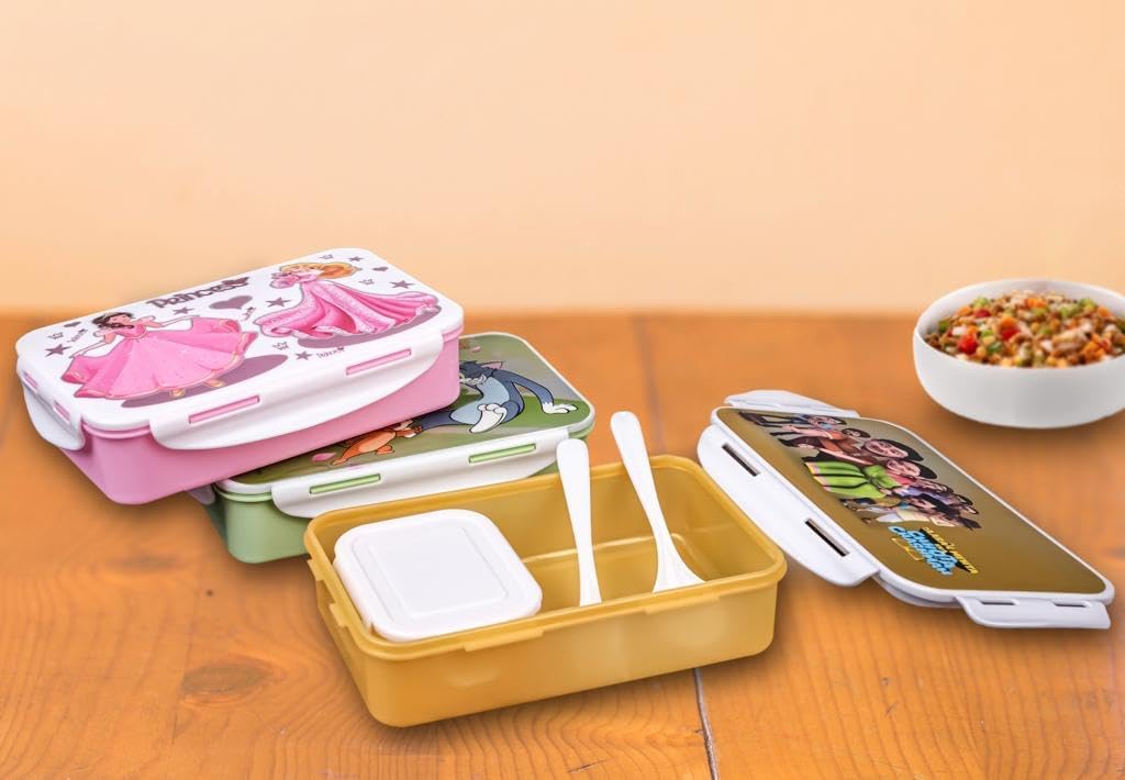 Lunch Box for School - 4 Compartment Plastic Tiffin Box, Air Tigh Easy to Clean Lunch Box for Kids, Fresh Box for Sandwi