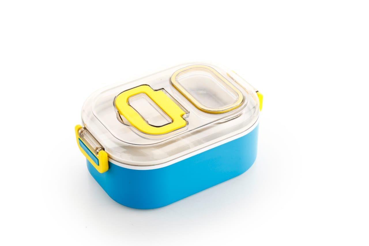 Lunch Box with 1 Small Container & 1 Spoon BPA Free, Stylish Anti Spill Lid Food Grade for Kids, School & Outdoor (900ml