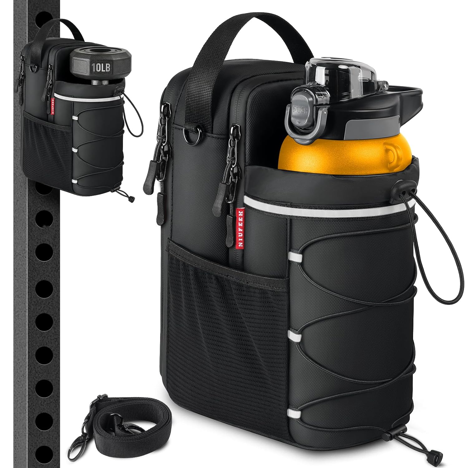 Magnetic gym bag for Men and Women, Magnetic Sling Pocket Bottle Holder with 4 strong magnets | portable gym bags for 64