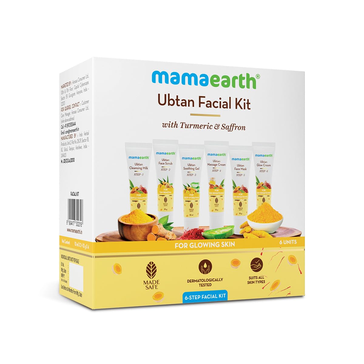 Mamaearth Ubtan Facial Kit with Turmeric & Saffron for Glowing Skin - 60 g [5% Coupon]