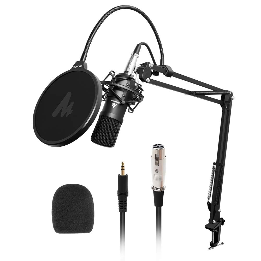 Maono AU-A03 Condenser Microphone Kit with Boom Arm Microphone Stand (@ All-time LOWEST)