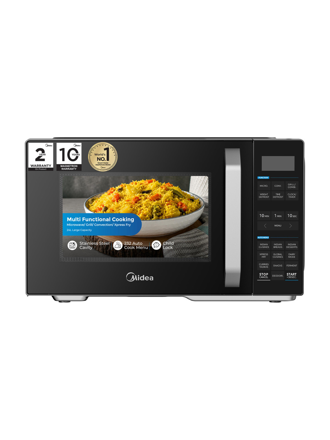 Midea 24 L Grill, Air Fry, Convection Microwave Oven (MMOP02XA-ECSEBK, Dark Grey)