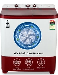 Midea 6.5 kg Semi Automatic Top Load Maroon, White on Flipkart