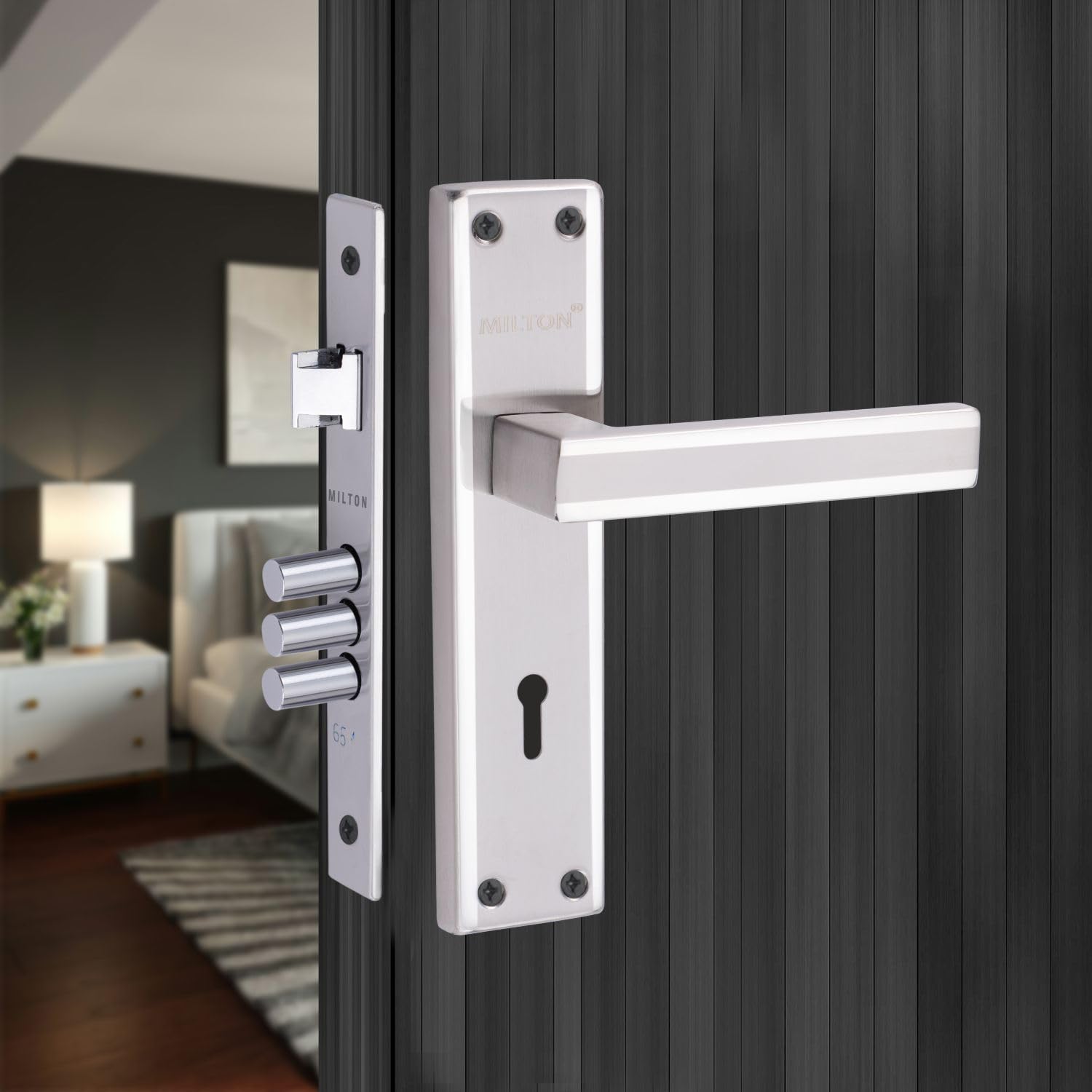 Milton 7 Inch Stainless Steel Two Tone Mortise Lock Set MSS-Silova