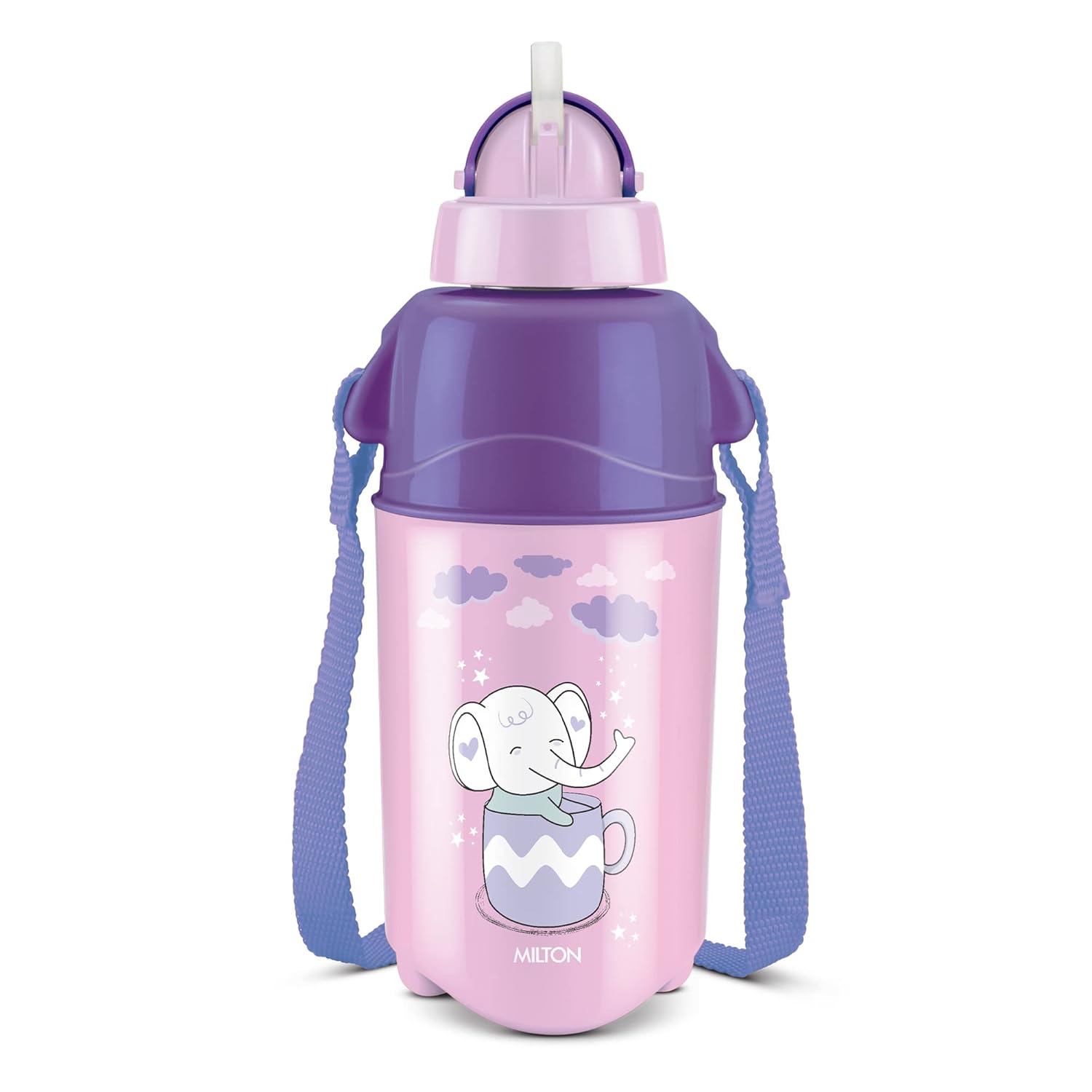 Milton Kool Trendy 400 Kids Plastic Insulated Water Bottle with Straw, 370 ml, Sipper Bottle, Leak Proof, BPA Free, Food