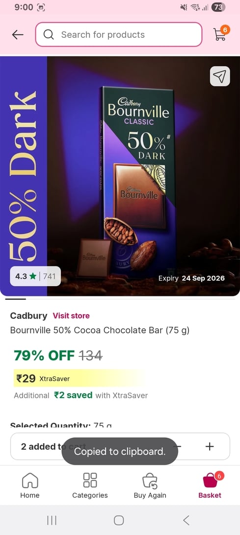 Minutes: Bournville chocolate at 29