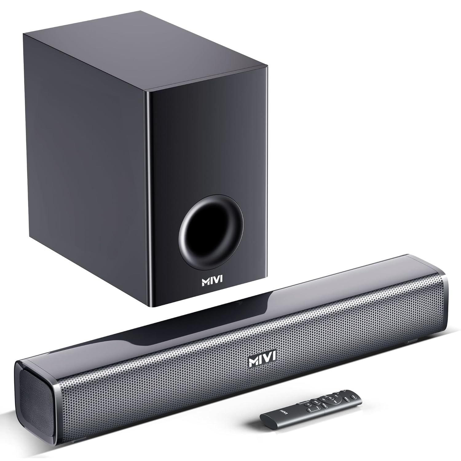 Mivi Fort H120 Soundbar - 120W Home Theatre Sound Bar, 2.1 Channel, 2 in-Built Speakers and 1 External Subwoofer, Multip