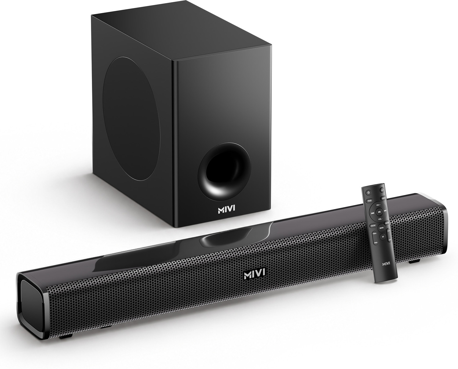 Mivi Fort H160 Soundbar, 160 Watts, 2.1 Channel, Multi-Input and