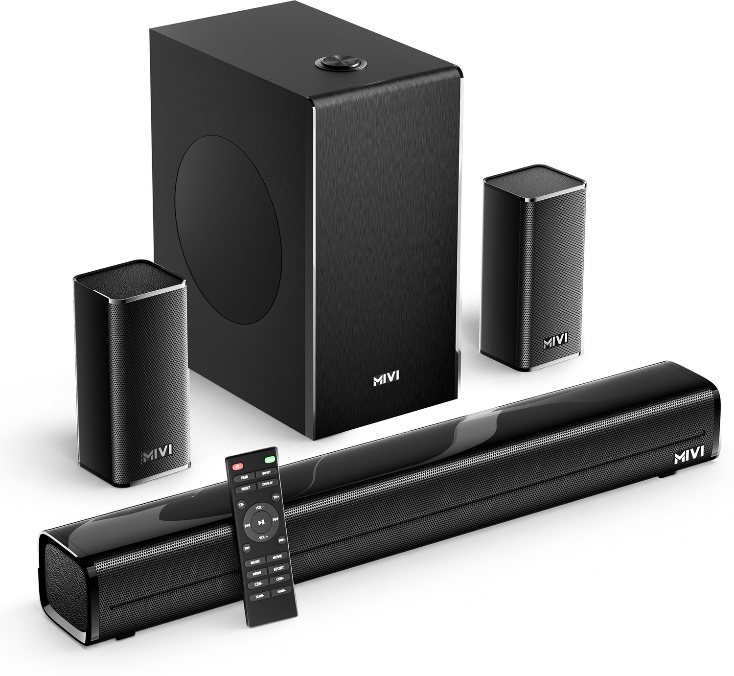 Mivi Fort H350 Soundbar, 350 Watts, 5.1 Channel, Multi-Input and EQ Modes, BT v5.1 350 W Bluetooth Soundbar (Black, 5.1