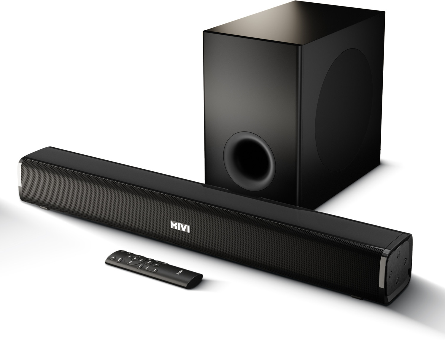 Mivi Fort Sonic 200 Soundbar, 2.1 Channel, Multi-Input and EQ Modes, BT v5.3 200 W Bluetooth Soundbar (Black, Silver, 2