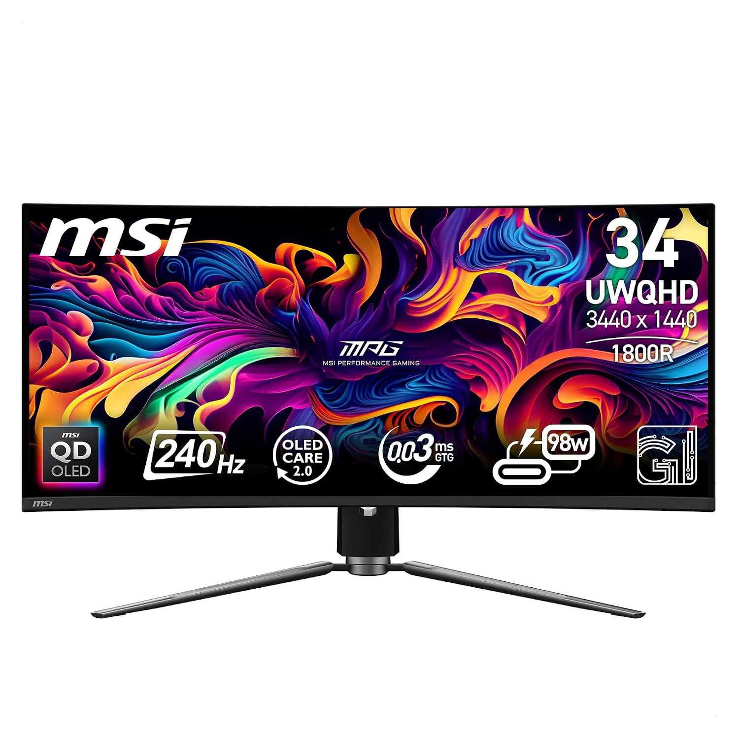 MSI MPG 34" QD-OLED Curved Gaming Monitor | 2K UWQHD | 240Hz | 0.03ms