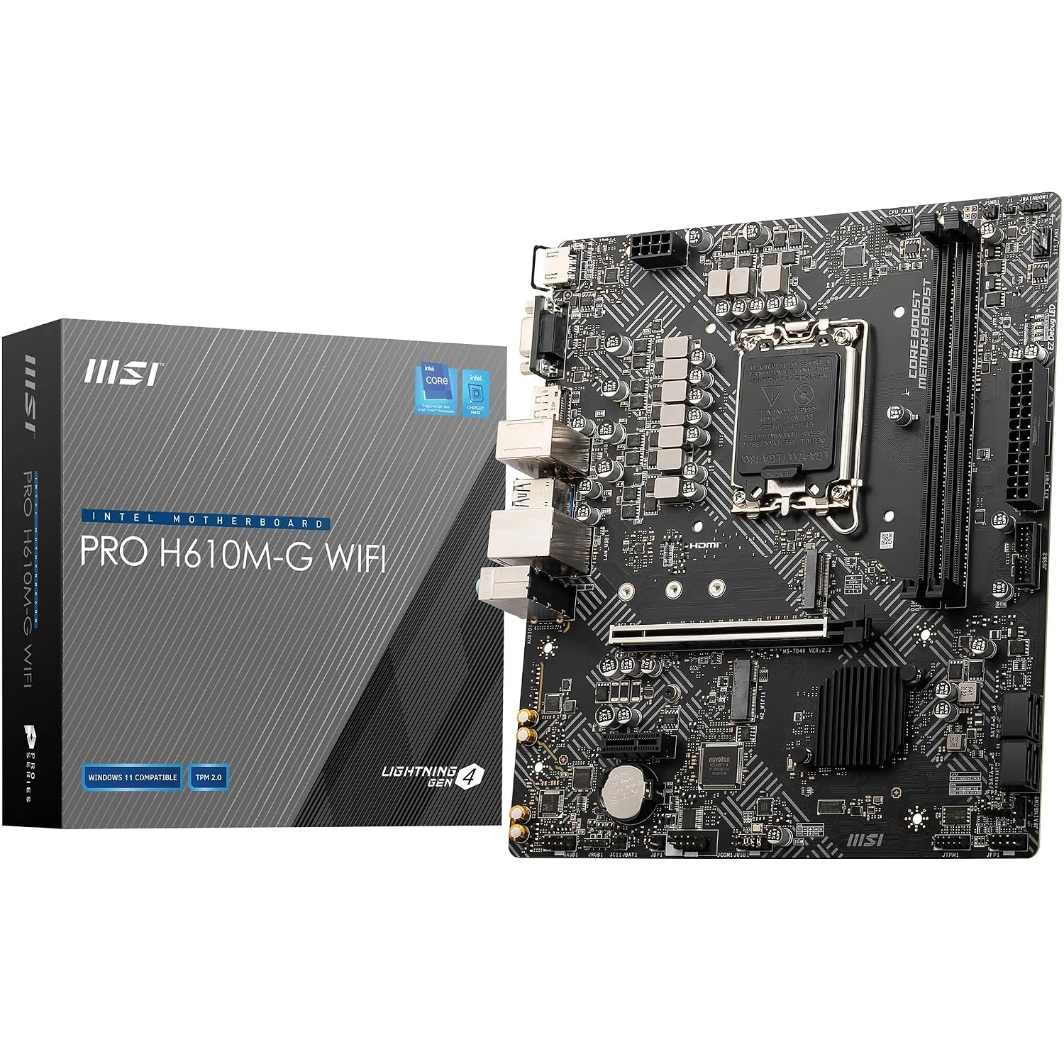 MSI PRO H610M-G WiFi Motherboard - Micro-ATX, Supports 12th/13th/14th Gen Intel Core Processors