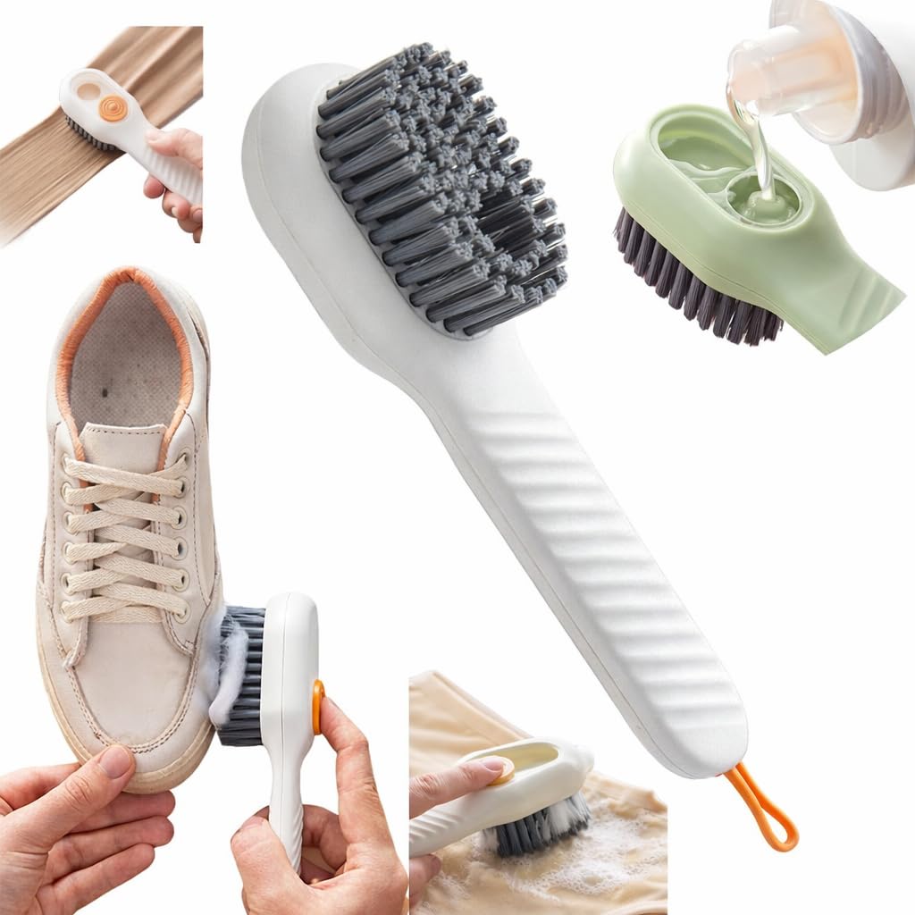 Multipurpose Cleaning Brush with Liquid Dispenser - Refillable Scrub Brush for Shoes, Clothes, Sink, Tiles & Kitchen | S