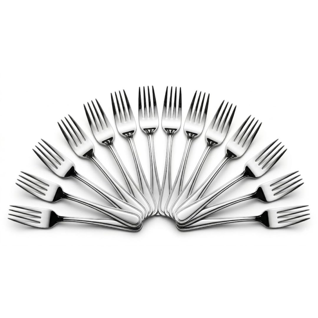 Mumma's LIFE Stainless Steel Dinner Forks Set for Home & Kitchen | 12 cm Fruit Forks with Mirror Finish | Set of 6 Piece