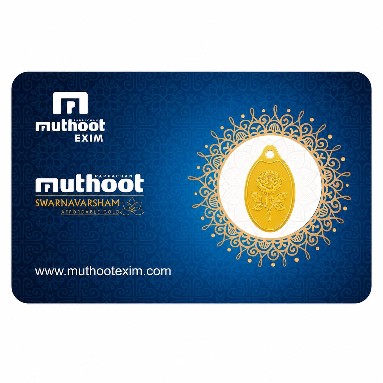 Muthoot PAPPACHAN Swarnavarsham 24K (999) Yellow Gold Oval Rose Pendant 2 Gram