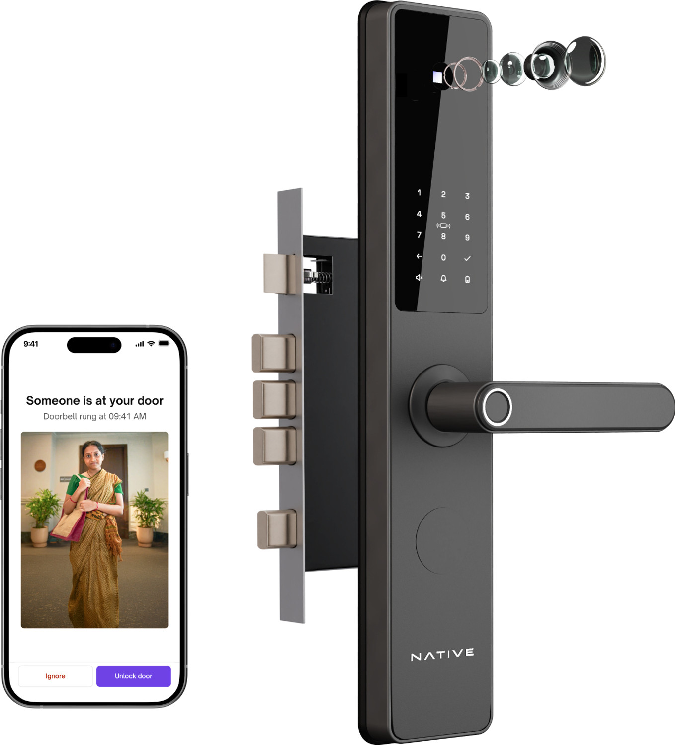 NATIVE By Urban Company Lock Pro with Camera Unlock & Doorbell Co
