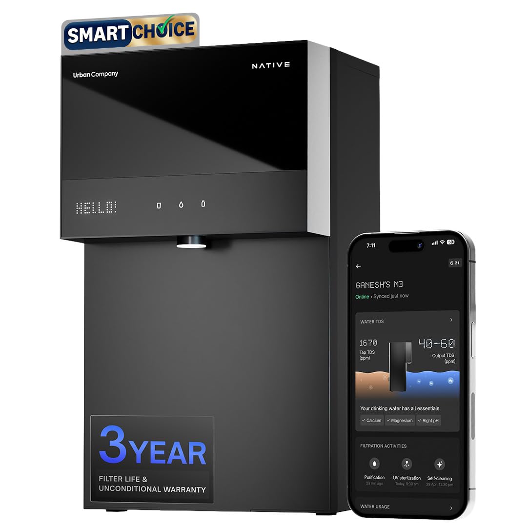 Native M3 Pro Water Purifier by Urban Company | Smartchoice | No Service for 3 Years, Unconditional Warranty