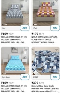Neela cotton pills bedsheet at 109 rs. single and double