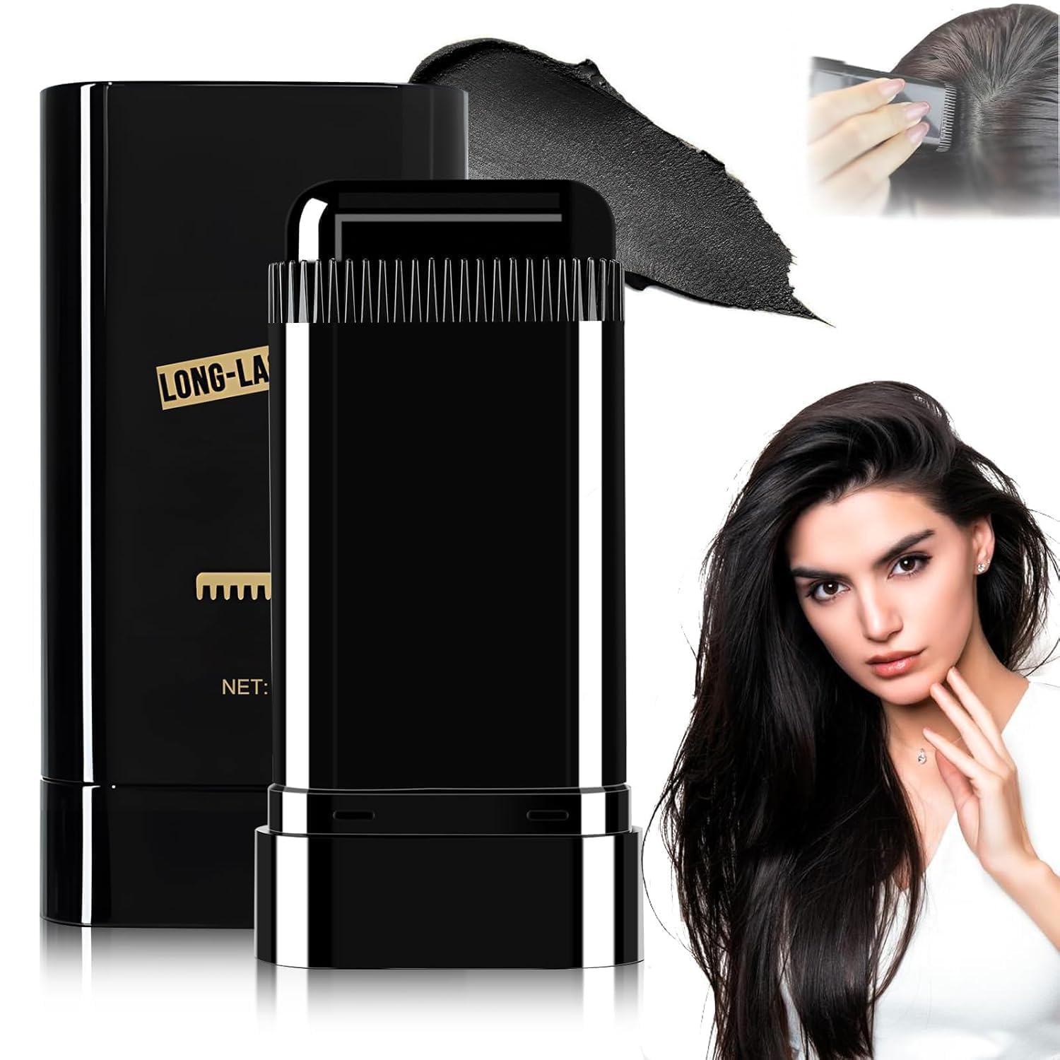 New Hair Color Comb Stick, Waterproof and Sweat-Proof Instant Hair Dye Stick Grey Hair Coverage for Men & Women, Easy Ap
