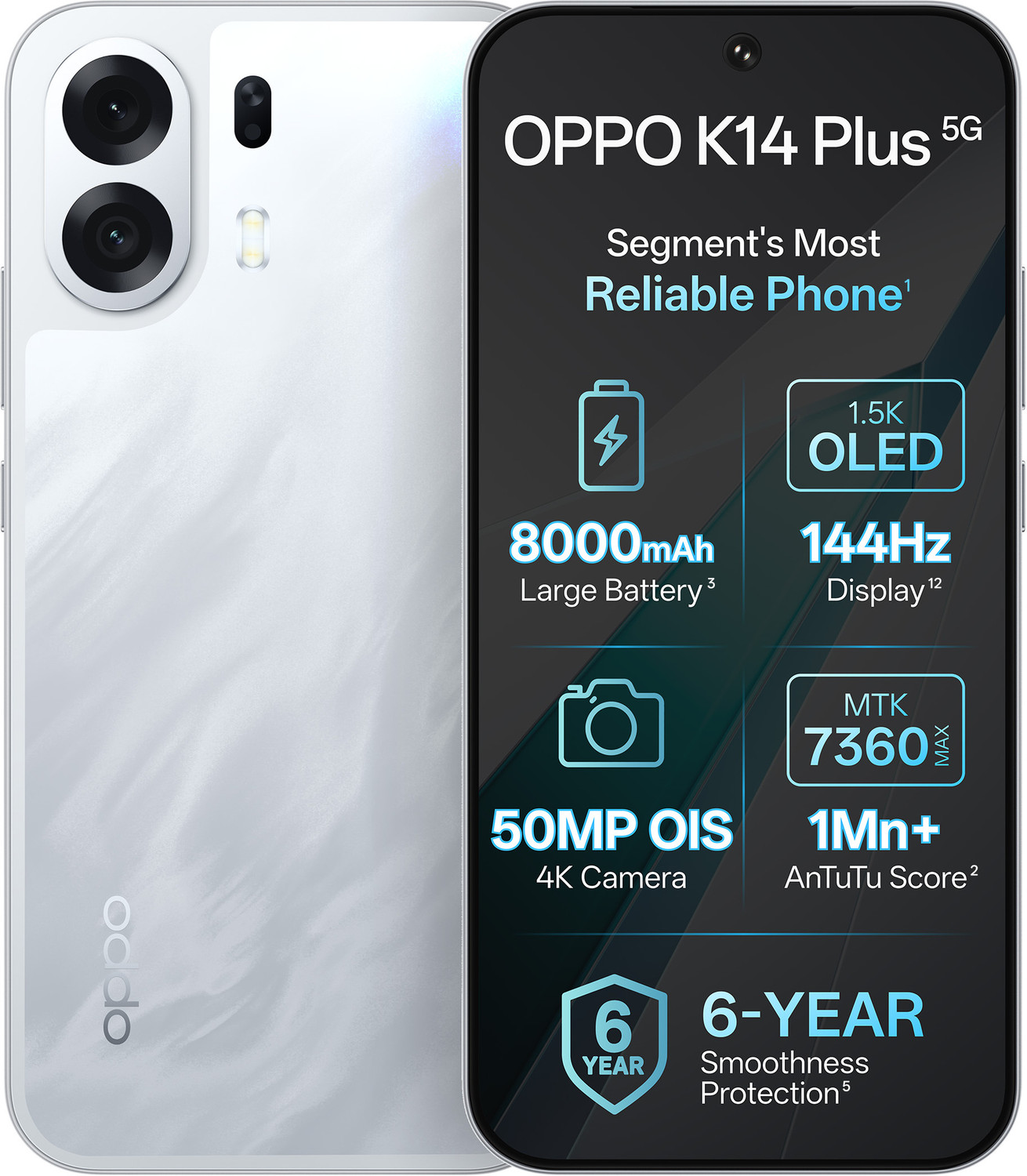 OPPO K14 Plus 5G (Star White, 128 GB) (6 GB RAM)