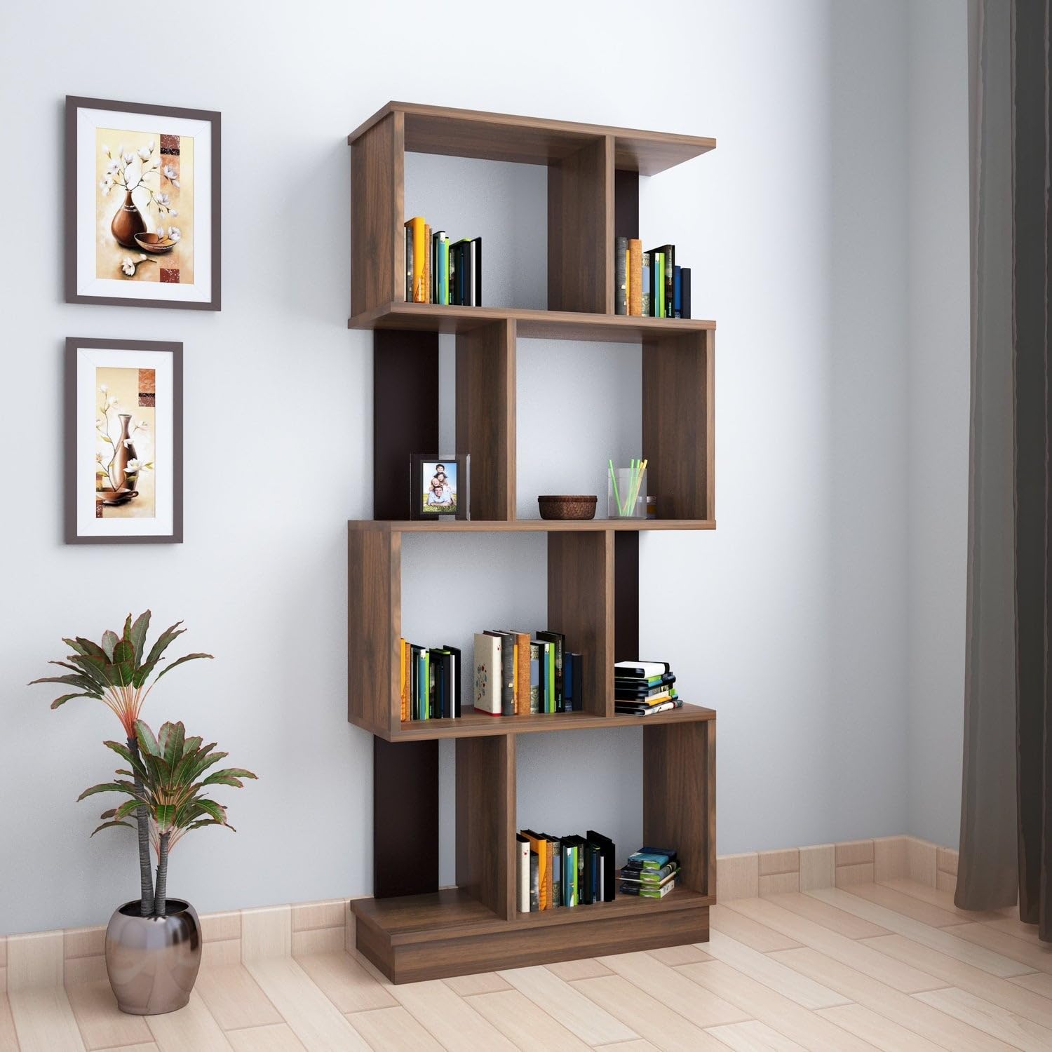 Nilkamal Checkers Neo 4 Tier Engineered Wood Open Book Shelf