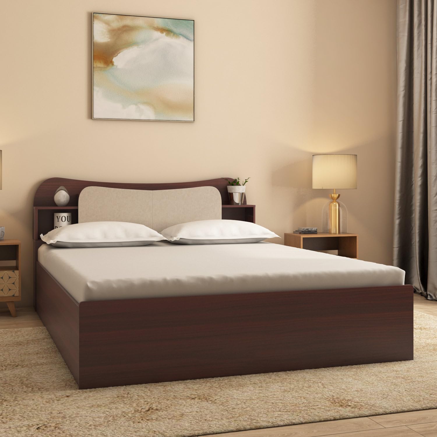 Nilkamal Daffodil Wooden Queen Bed with Box Storage | 3 Year Warranty