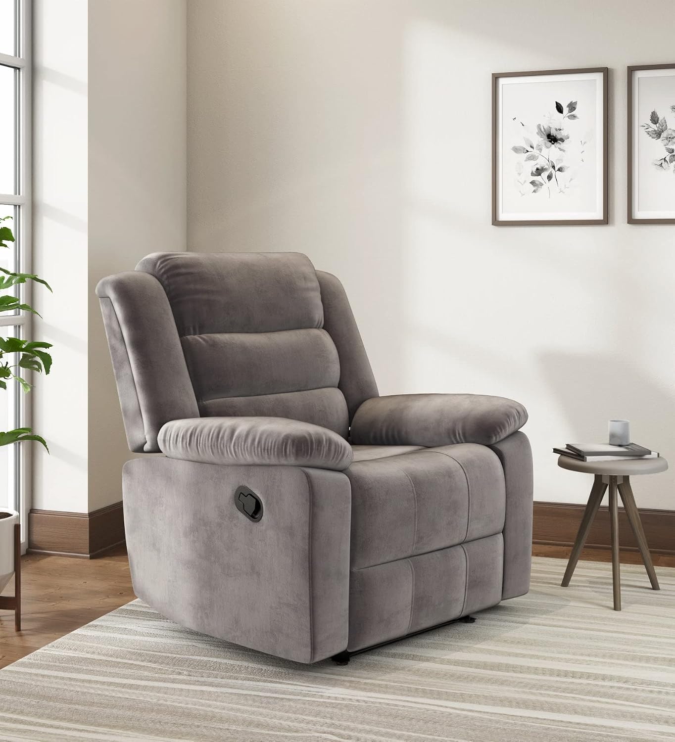 Nilkamal Sierra Velvet Fabric Manual Recliner | 1 Seater Sofa