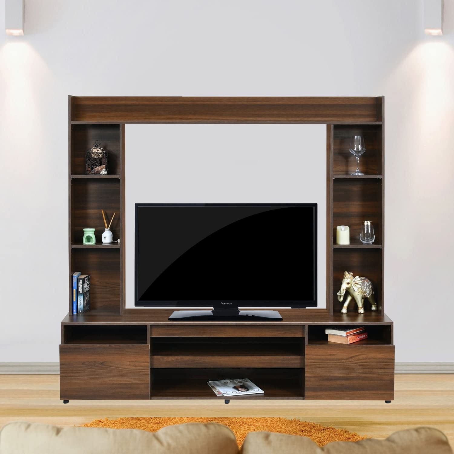 Nilkamal Walton Entertainment Center with Open & Closed Storage Shelves