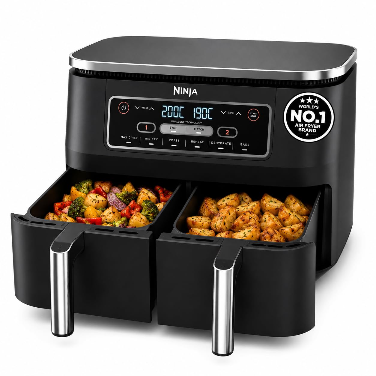 Ninja Foodi Dual Zone Air Fryer AF300IN| 7.6L Dual Drawer Air Fryer
